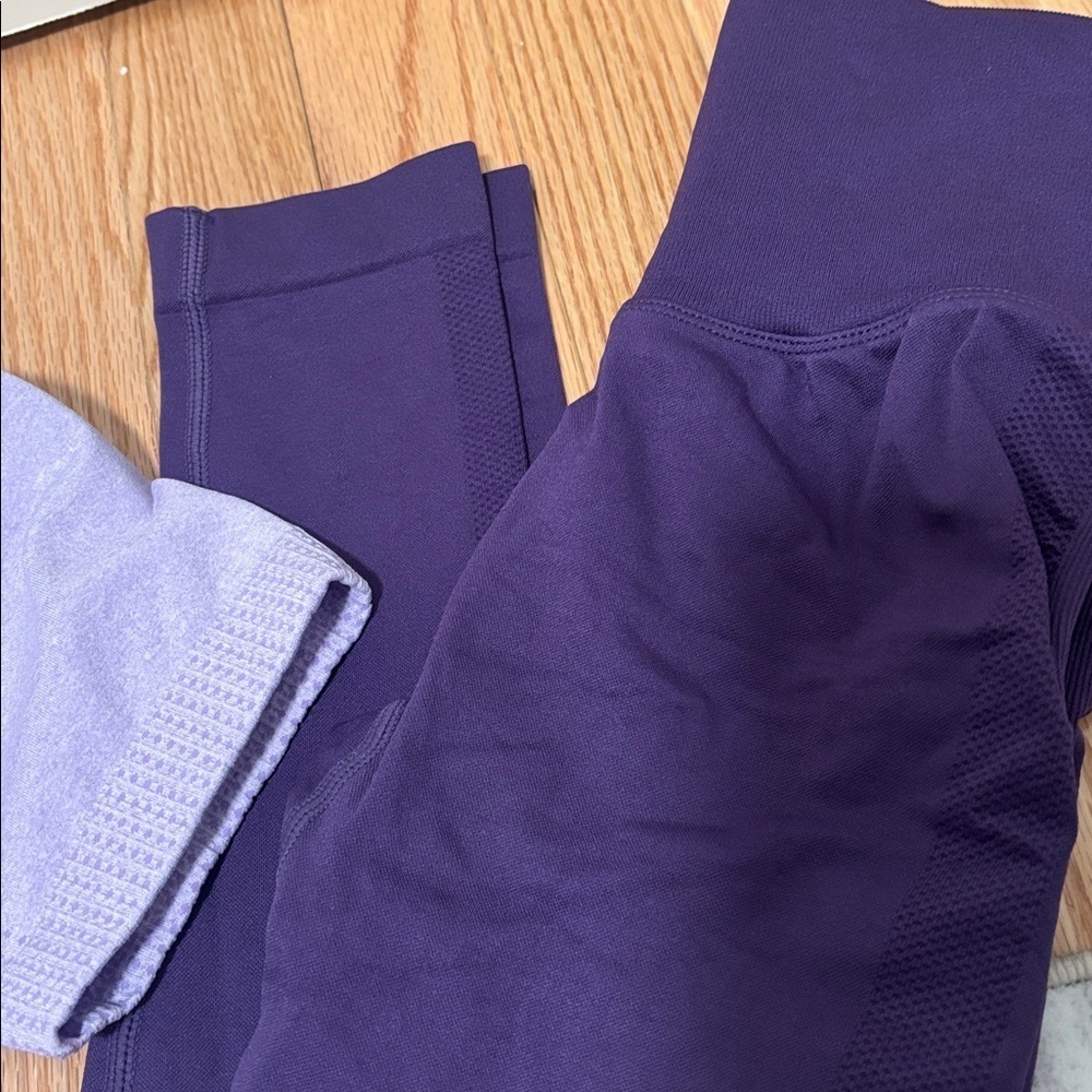 Purple women Crop Top and leggings set - Picture 3 of 6
